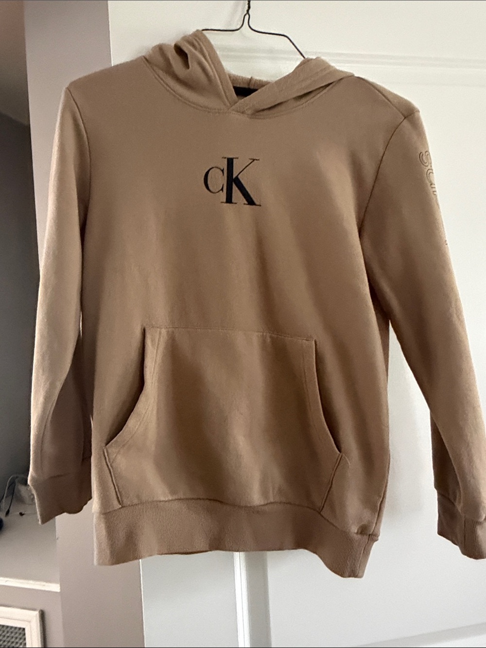 Calvin Klein Tan Hoodie with Black CK Logo
